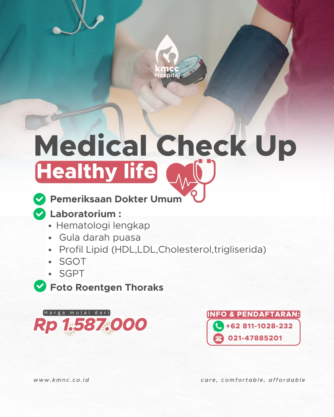 Medical Check Up Terjangkau di Jakarta Timur - Paket MCU Healthy life KMCC Hospital RSKB Rawamangun